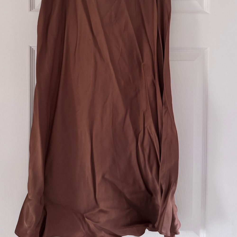 Zara Satin Skirt Brown Midi Satin Size XL NWT - Picture 7 of 9